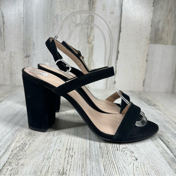 New Bp. Lula Black Faux Suede Slingback Open Toe Ankle Strap Sandals #172 - Picture 5 of 12